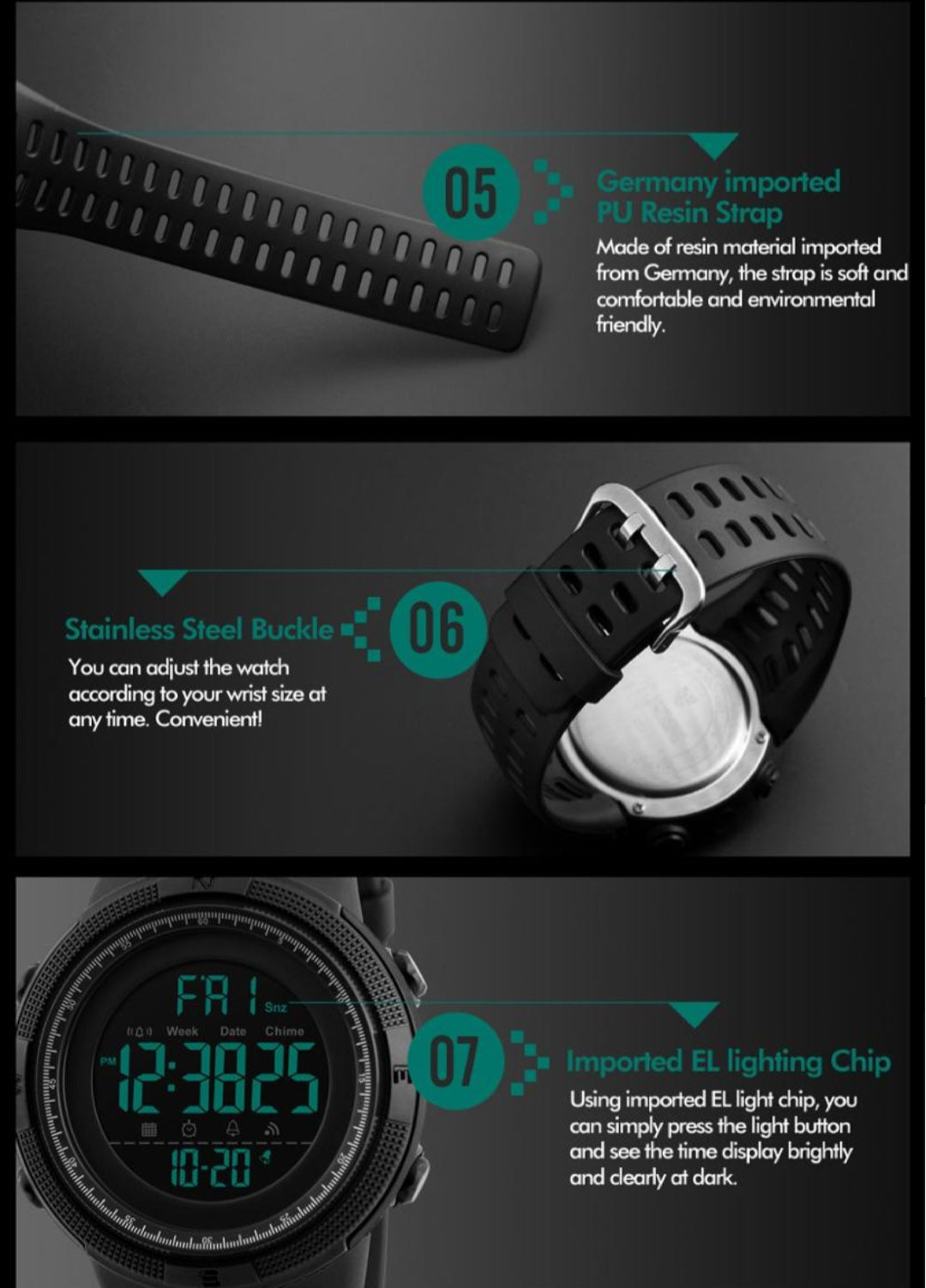 SKMEI 1251 Digital Sports Watch – Durable, Waterproof, and Stylist