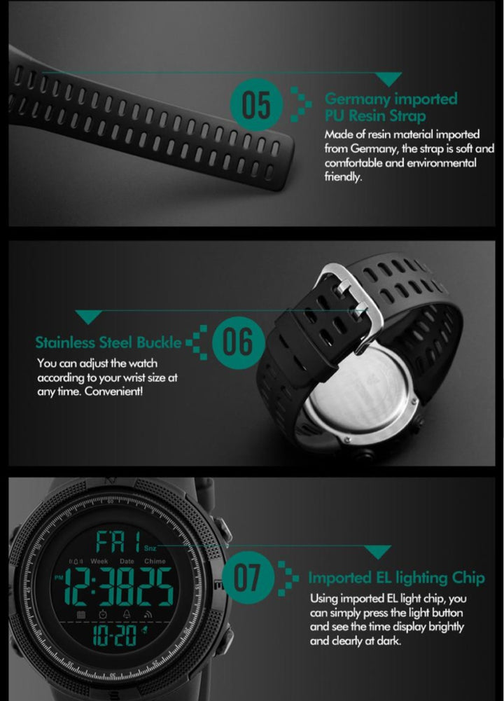 SKMEI 1251 Digital Sports Watch – Durable, Waterproof, and Stylist